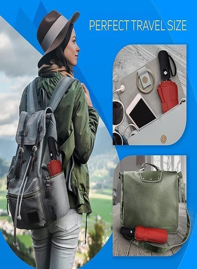 FEXONXA UV Protection Windproof Compact Umbrella - Large 3-Fold Travel Umbrella for Men, Women & Kids - Auto Open & Close, Strong & Lightweight, Sun and Rain Protection (Red) - Image 3