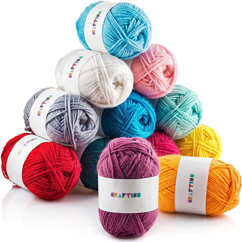 CRAFTISS 60x07 Oz Acrylic Yarn Mini Skeins  2600 Yards of Soft Yarn for Crocheting and Knitting Craft Project Assorted Starter Crochet Bulk Kit for Adults and Kids