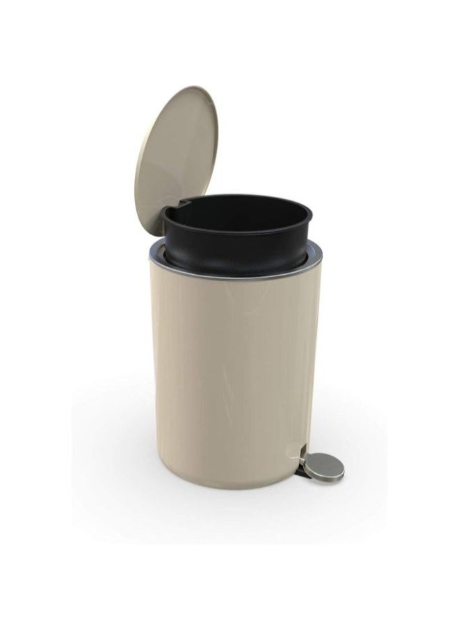 Primanova Acrylic Trash Can With Soft Close Lid Round Foot Pedal Removable Plastic Trash Can With Soft Closing Liter Bin 5 Liter- Beige  - Image 5