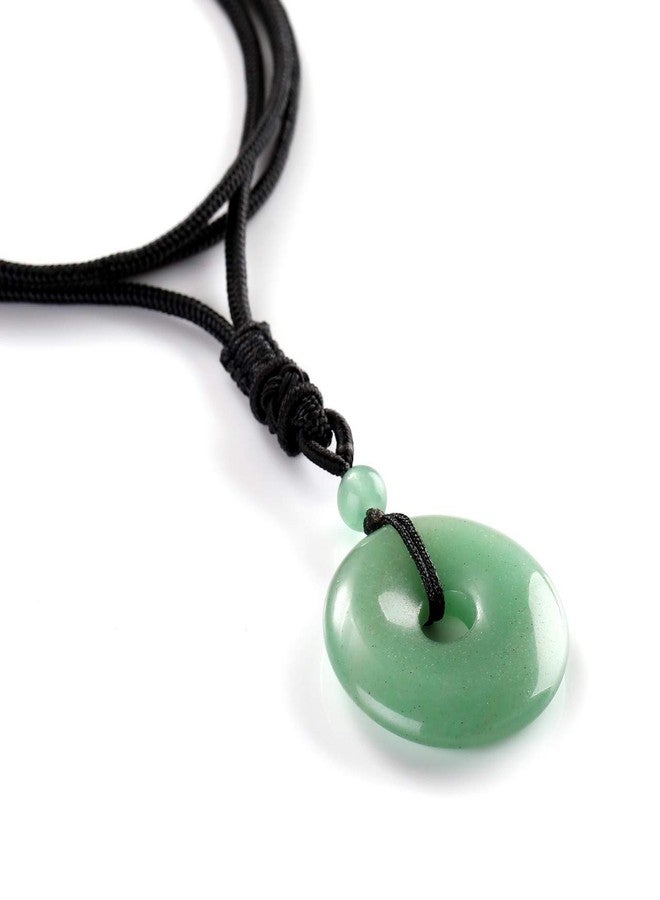 Jovivi 30mm Circle Donut Healing Crystals Necklace Natural Green Aventurine Semi-Precious Gemstone Stone Amulet Lucky Coin Donuts Protection Reiki Chakra Pendant Adjustable Rope - Image 5