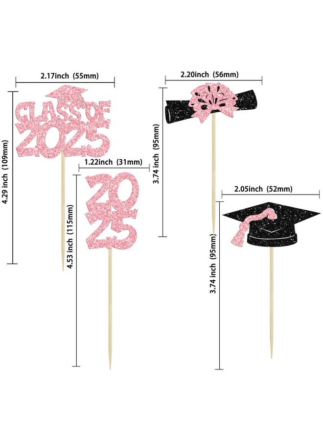 Ephlyn 36Pcs 2025 Graduation Cupcake Toppers - Pink - Graduation Occasion - Cake Toppers - Image 2