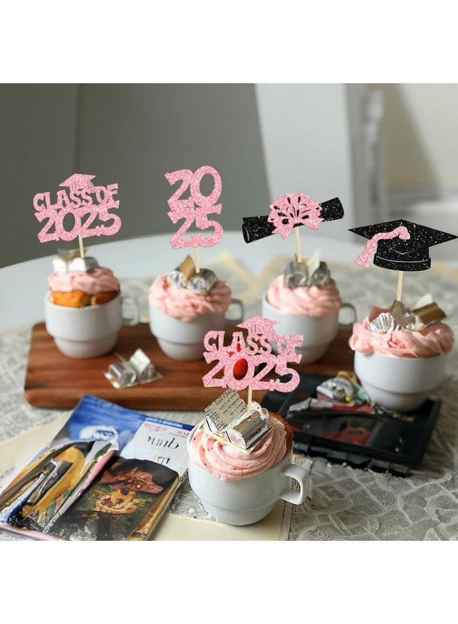 Ephlyn 36Pcs 2025 Graduation Cupcake Toppers - Pink - Graduation Occasion - Cake Toppers - Image 5