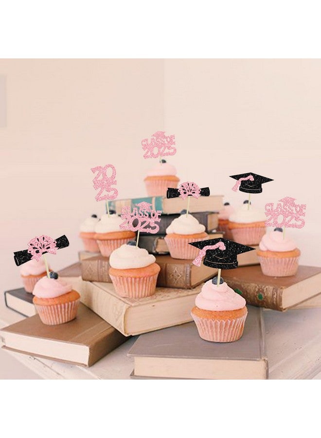 Ephlyn 36Pcs 2025 Graduation Cupcake Toppers - Pink - Graduation Occasion - Cake Toppers - Image 4