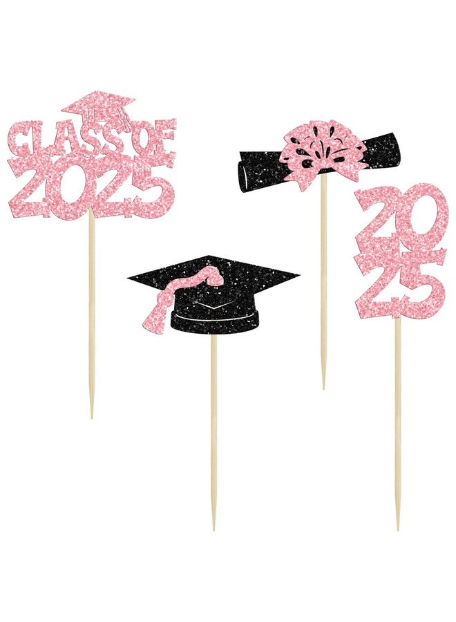 Ephlyn 36Pcs 2025 Graduation Cupcake Toppers - Pink - Graduation Occasion - Cake Toppers - Image 3
