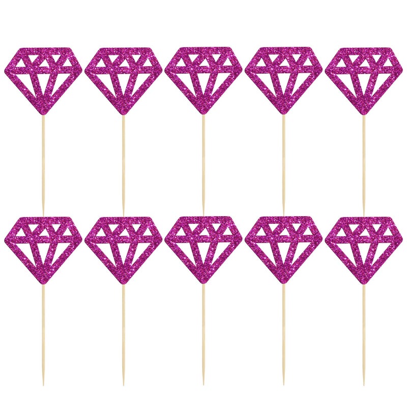 Ephlyn 24Pcs Diamond Ring Cupcake Toppers Purple Glitter Diamond Wedding Ring Cupcake Picks for Marriage Engagement Anniversary Valentines Party Cake Decorations Supplies  - Image 3