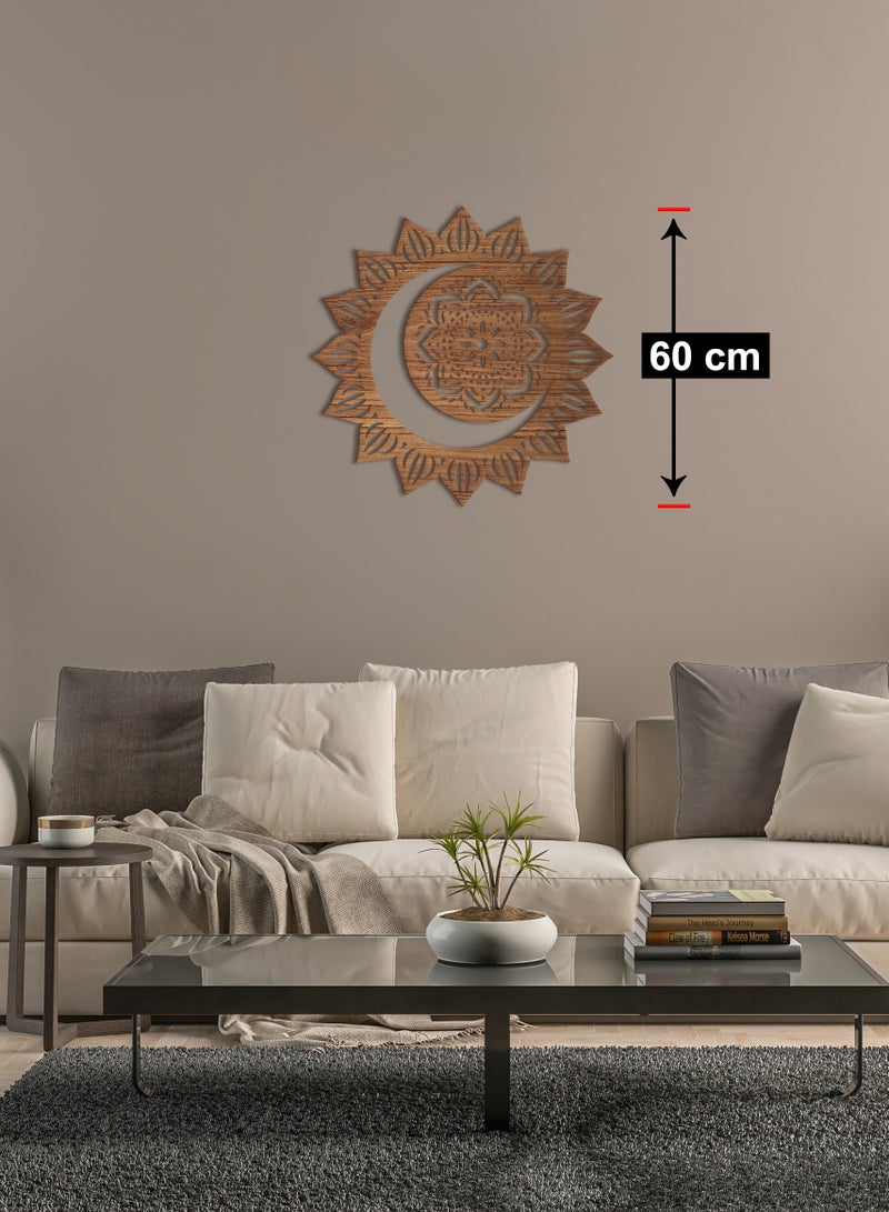 هوم جاليري لوحة فنية جدارية من خشب الشمس والقمر ، 60x60 - Image 3