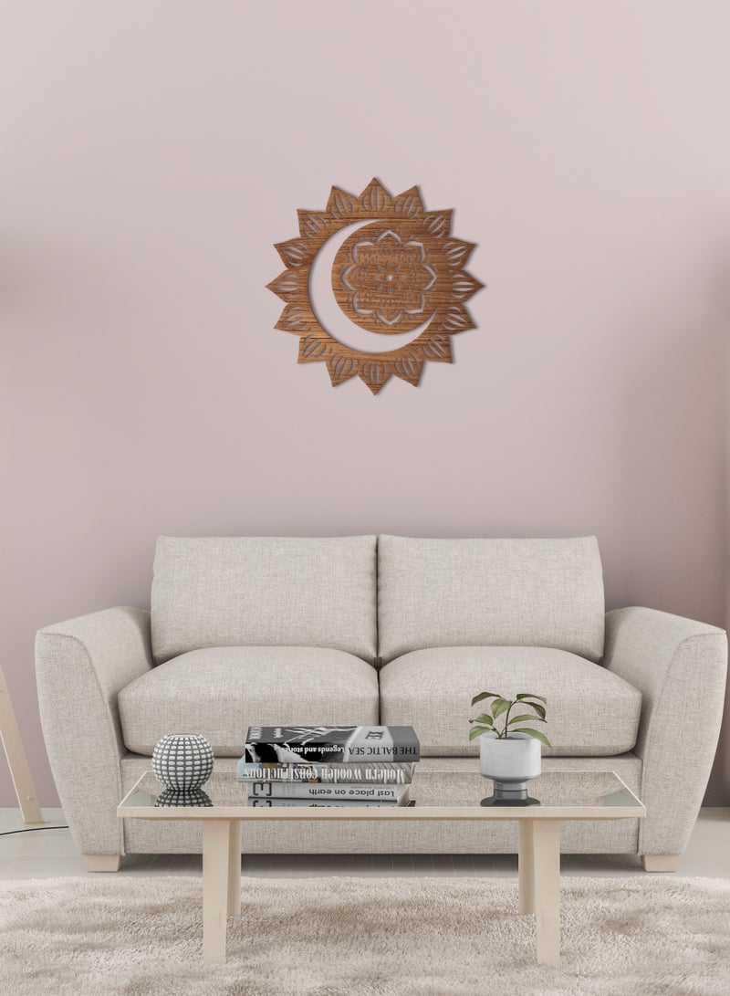 هوم جاليري لوحة فنية جدارية من خشب الشمس والقمر ، 60x60 - Image 2