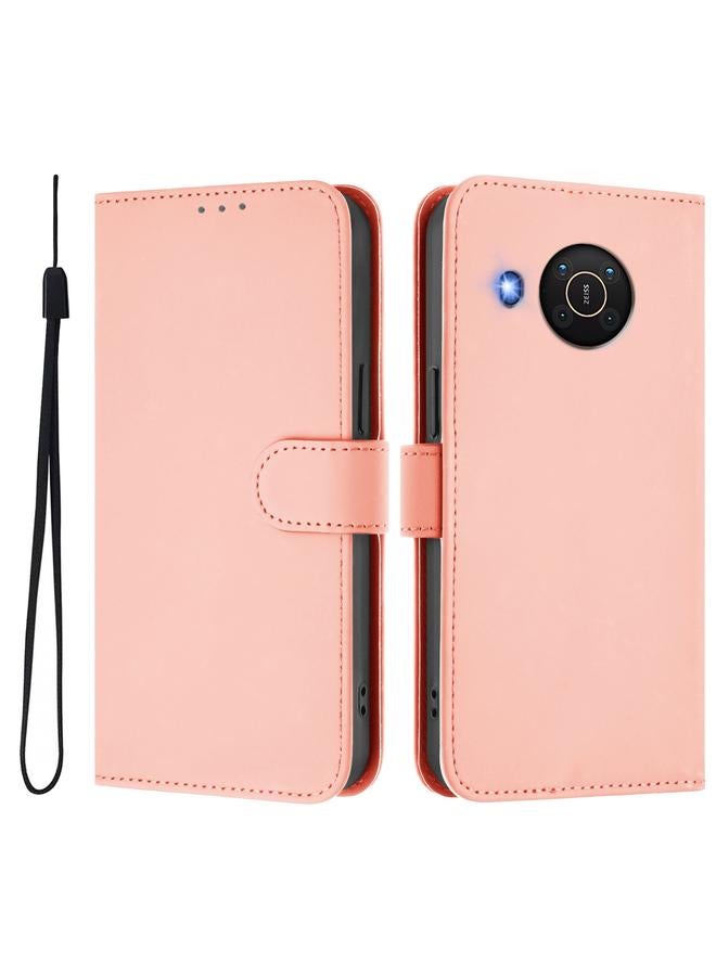 S-TOP Case For Nokia X20 / X10 Skin Feel Solid Color Leather Phone Case with Lanyard - Image 2