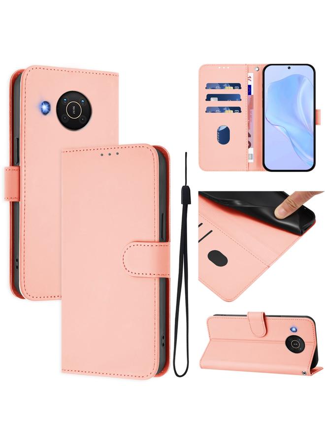 S-TOP Case For Nokia X20 / X10 Skin Feel Solid Color Leather Phone Case with Lanyard - Image 1