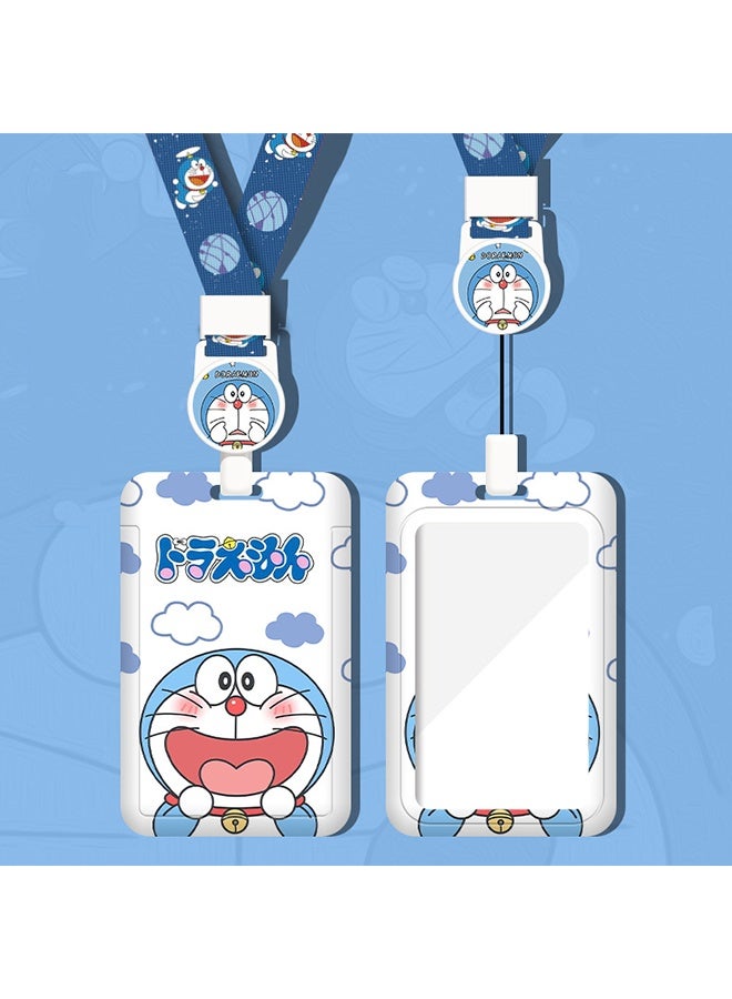 Doraemon Cloud Theme Retractable Lanyard with ID Card Holder - Cute Cartoon Badge Reel for Students & Kids - Image 1