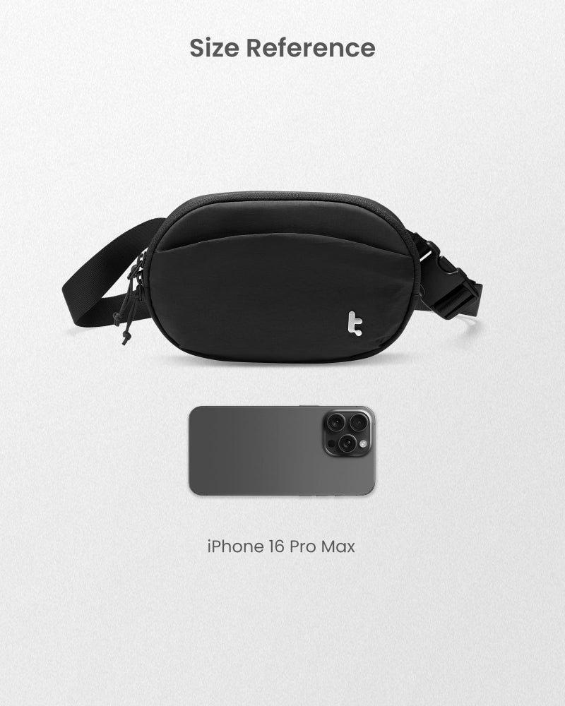 tomtoc 1.5L Belt Bag Sling Bag with RFID Blocking for Cellphone, Passports, Cross Body Fanny Pack for Women Men, Sling Waist Bags with Adjustable Strap for Travel Walk, Black - Image 3