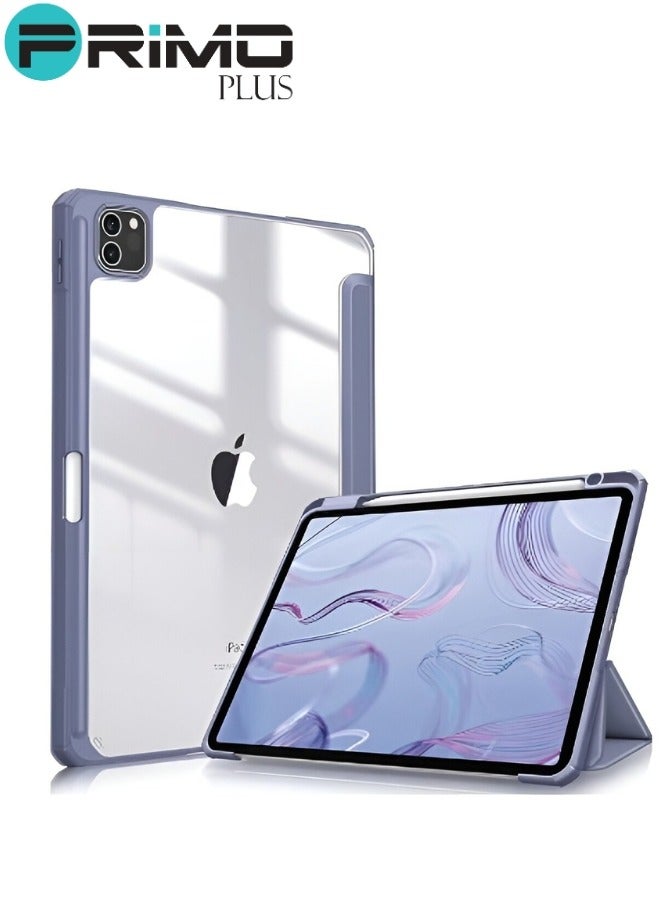 بريمو بلس جراب حماية لجهاز آيباد 11 بوصة جيل (2021/2020) مع حامل أقلام ، يدعم شحن قلم Apple ومعرف اللمس ، حافظة شفافة مع إيقاظ / نوم تلقائي ، بنسجي فاتح