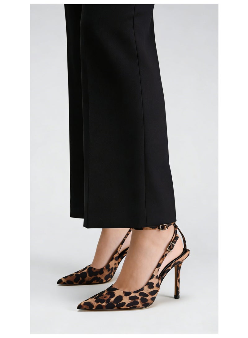 ZARA Leopard Print Slingback Kitten Heel Pumps, Style 1827/710/195, Women's Pointed-Toe Dress Shoes High heels, approximately 8cm - Image 4