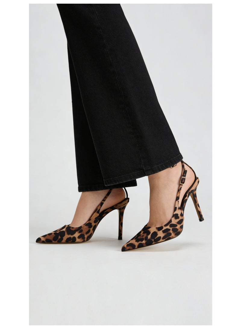 ZARA Leopard Print Slingback Kitten Heel Pumps, Style 1827/710/195, Women's Pointed-Toe Dress Shoes High heels, approximately 8cm - Image 3