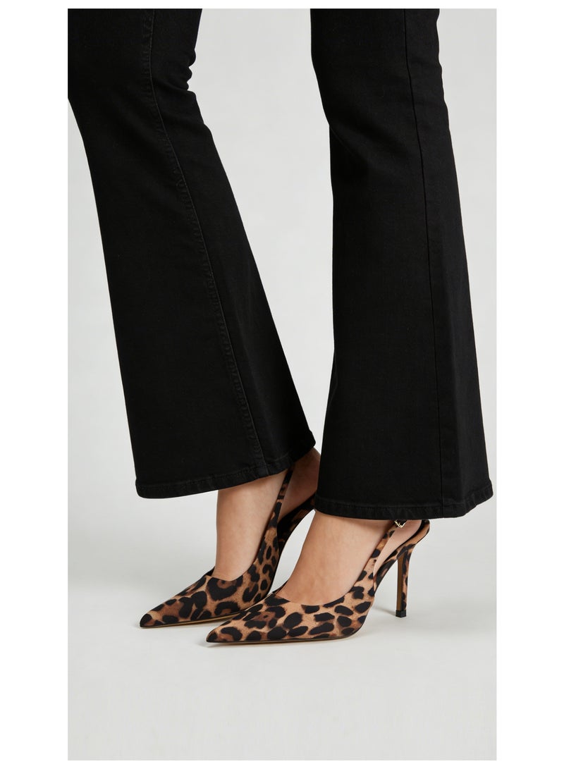 ZARA Leopard Print Slingback Kitten Heel Pumps, Style 1827/710/195, Women's Pointed-Toe Dress Shoes High heels, approximately 8cm - Image 2