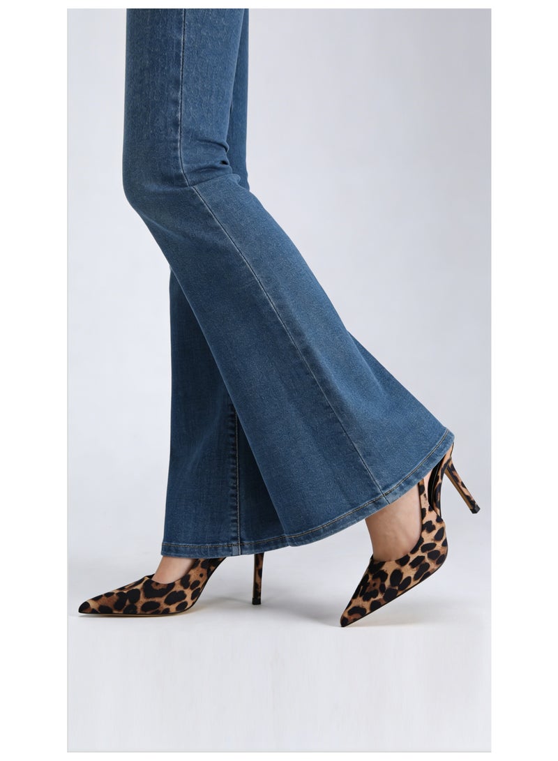 ZARA Leopard Print Slingback Kitten Heel Pumps, Style 1827/710/195, Women's Pointed-Toe Dress Shoes High heels, approximately 8cm - Image 5