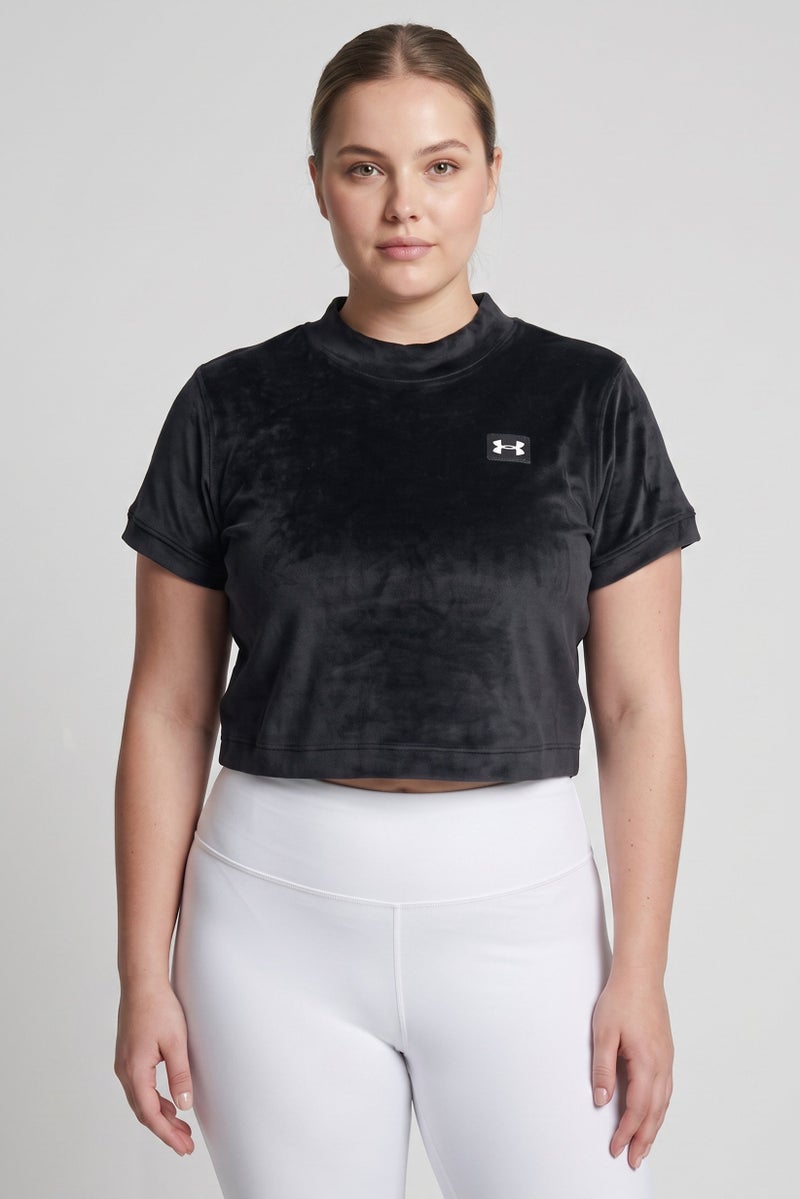 UNDER ARMOUR Women Fitted Short Sleeve Outdoor Top, Black - Image 1