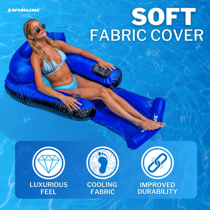 SWIMLINE ORIGINAL Fabric Covered Pool Float Mattress Ultimate Lounger Raft For Adults & Kids | Back, Leg, & Arm Rests, Cup Holder, & Quick-Dry Cover For Adult Or Kid Floating & Lounging 9047 - Image 3
