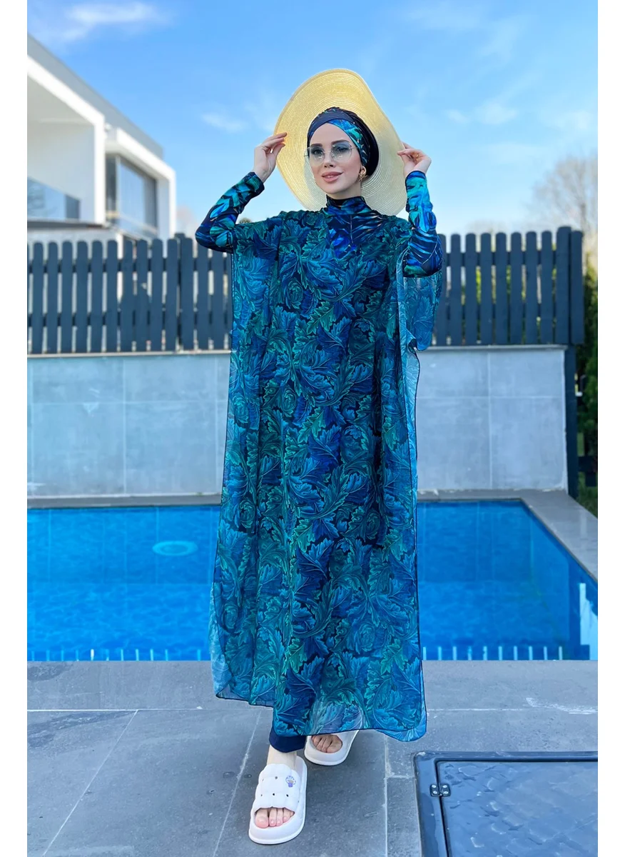 Remsa Mayo Remsa Swimsuit Remsa Modest Swimsuit Patterned Single Kaftan Pareo 430-304 Leaf Poster