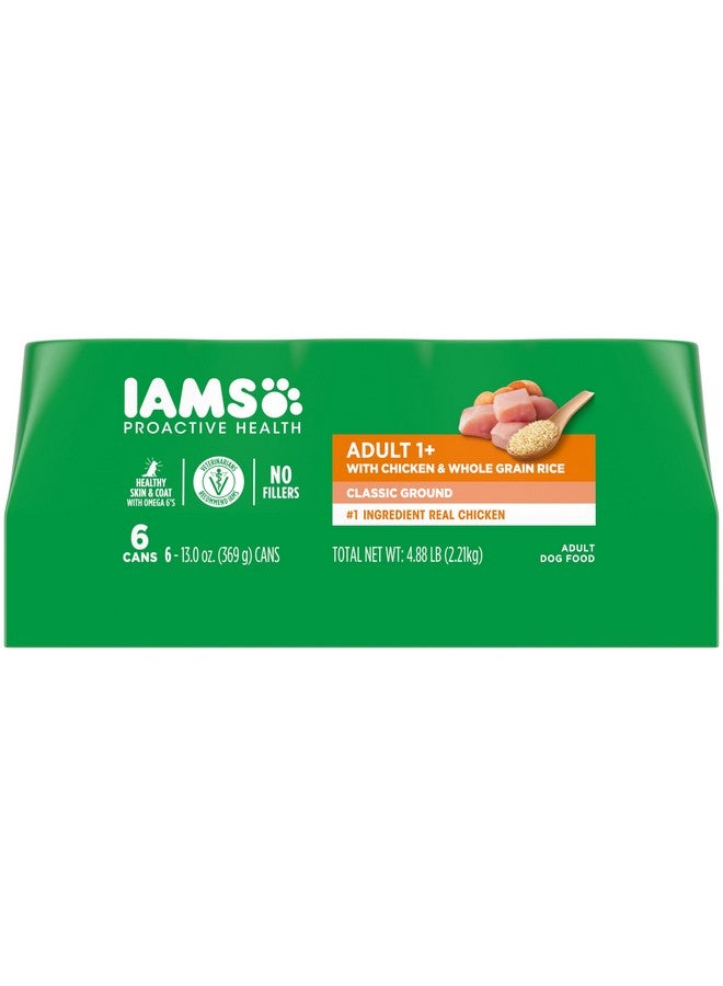 Iams Proactive Health Adult Wet Dog Food Classic Ground With Chicken And Whole Grain Rice, Chicken & Rice, 13 Ounce (Pack Of 6) - Image 1