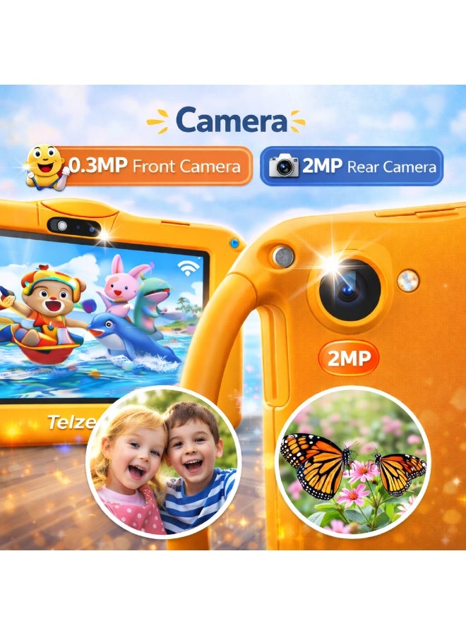 Telzeal P600 Kids Tablet Orange – 7 Inch HD Display, 6GB RAM 128GB Storage, Android 10.1, 3000mAh Battery, WiFi, Front & Rear Camera, Shockproof Protective Case - Image 5