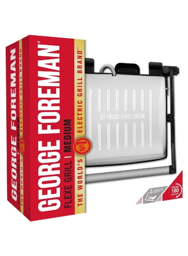 George Foreman Flat Open Griddle Panini Press and Sandwich Maker Flexe Electric Grill Silver and Black 37.3 x 18.4 x 35 cm 26250GCC - Image 2