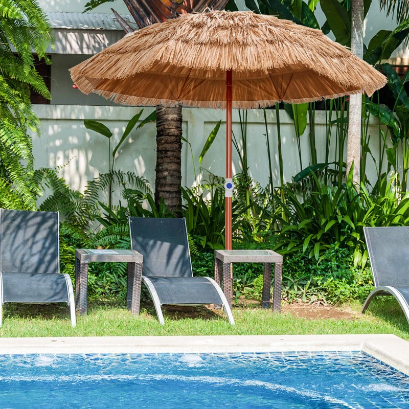 Tangkula 6ft Thatched Patio Umbrella, Tropical Hawaiian Tiki Market Table Umbrella with Carrying Bag, Tilt Design, Foldable & Portable Design for Beach Patio Garden Poolside Backyard - Image 1