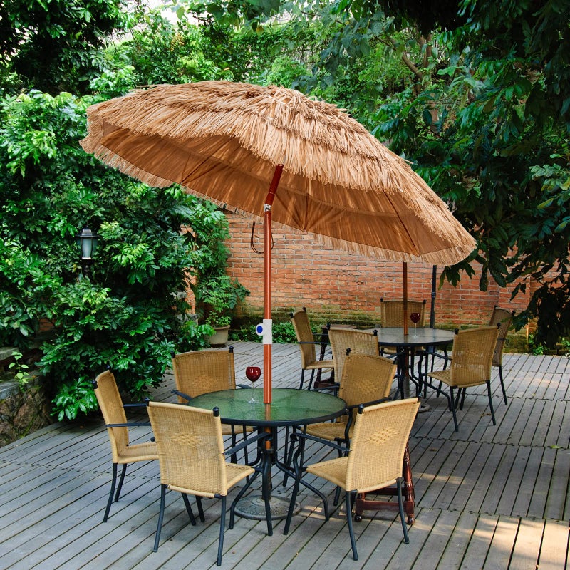 Tangkula 6ft Thatched Patio Umbrella, Tropical Hawaiian Tiki Market Table Umbrella with Carrying Bag, Tilt Design, Foldable & Portable Design for Beach Patio Garden Poolside Backyard - Image 2