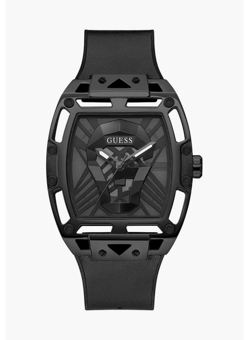 Guess Men's Full Black Analog Leather Strap Watch - GW0500G2 - Image 1