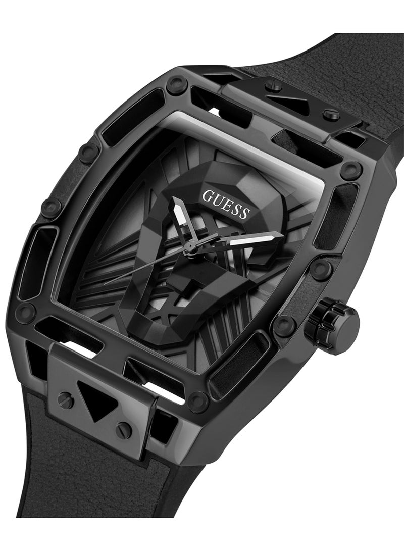 Guess Men's Full Black Analog Leather Strap Watch - GW0500G2 - Image 2