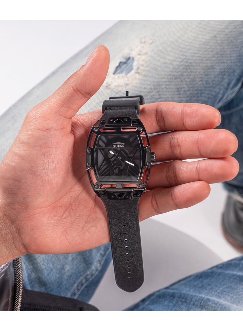 Guess Men's Full Black Analog Leather Strap Watch - GW0500G2 - Image 5