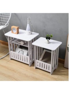 NAFEH Mini Plastic Square Coffee Tea Table Living Room Bedroom Modern Storage Shelf Bedside White Table PVC Foam Board Table  - Image 5