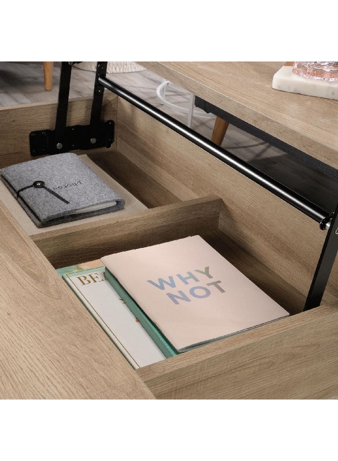 ساودر اندا نور طاولة قهوة مستطيلة بسطح قابل للرفع بلّوطي سماوي وأبيض 19 x 32 x 31 بوصة 427348 - Image 4