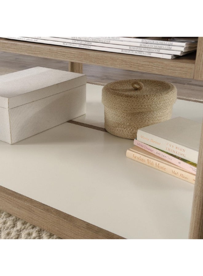 ساودر اندا نور طاولة قهوة مستطيلة بسطح قابل للرفع بلّوطي سماوي وأبيض 19 x 32 x 31 بوصة 427348 - Image 3