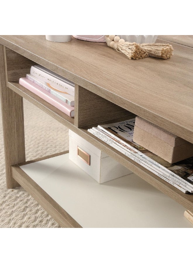 ساودر اندا نور طاولة قهوة مستطيلة بسطح قابل للرفع بلّوطي سماوي وأبيض 19 x 32 x 31 بوصة 427348 - Image 2