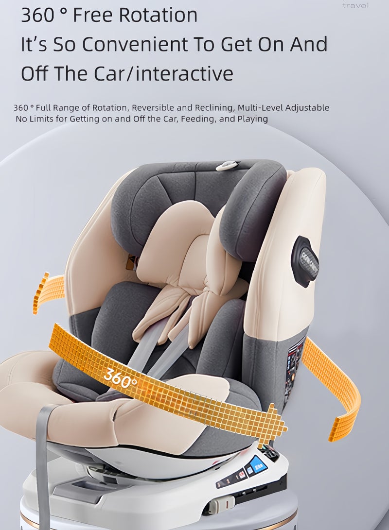 0-12 Years 360° Rotating Baby Car Seat – Portable Adjustable Recline + C-Spine Support – Ergonomic Infant Safety Seat for Vehicles  - Image 4