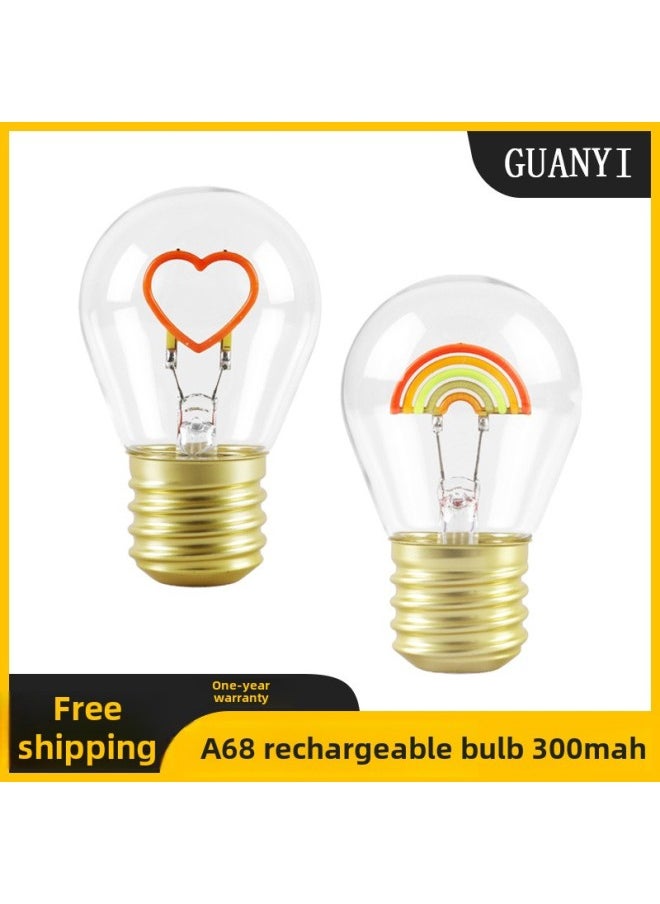 Generic - Edison Cartoon Shape Light Bulb LED Charging Light Bulb Color Fun Decorative Lamp Portable Night Light-Color:Moon With Stars-warm Yellow 2200k-Size:68*112mm - Image 1