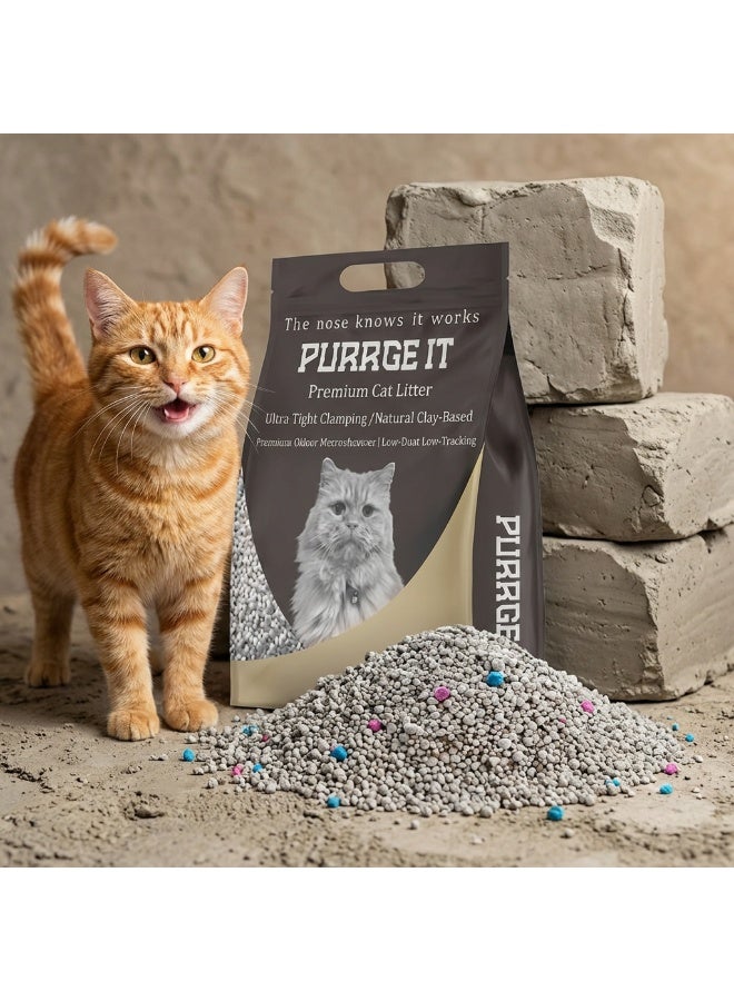 PURRGE IT Premium Bentonite Cat Litter, Scented, Natural Clay-Based, Ultra-Tight Clumping, 10L, 8kg (Natural) - Image 1