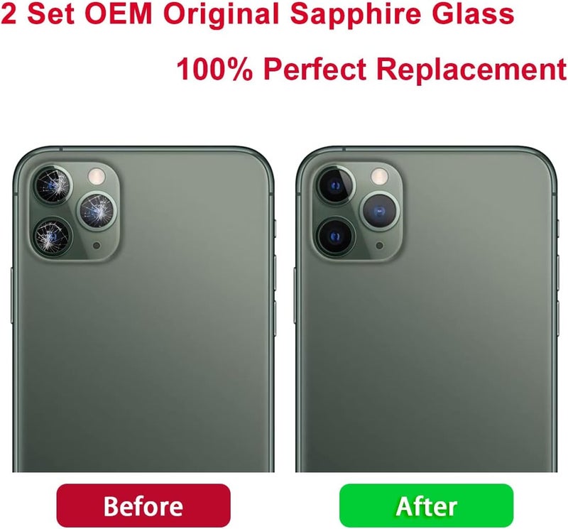 Perzework 2 Set Original Back Rear Camera Lens Glass Replacement for iPhone 11 Pro Max and iPhone 11 Pro with pre-Installed Adhesive and Reparing Toolkit - Image 5
