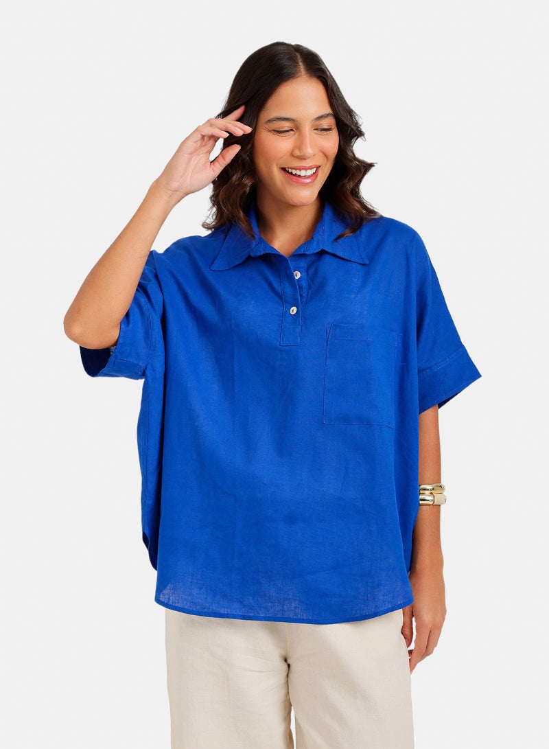 Carina Relaxed Shirt Poncho - Image 1