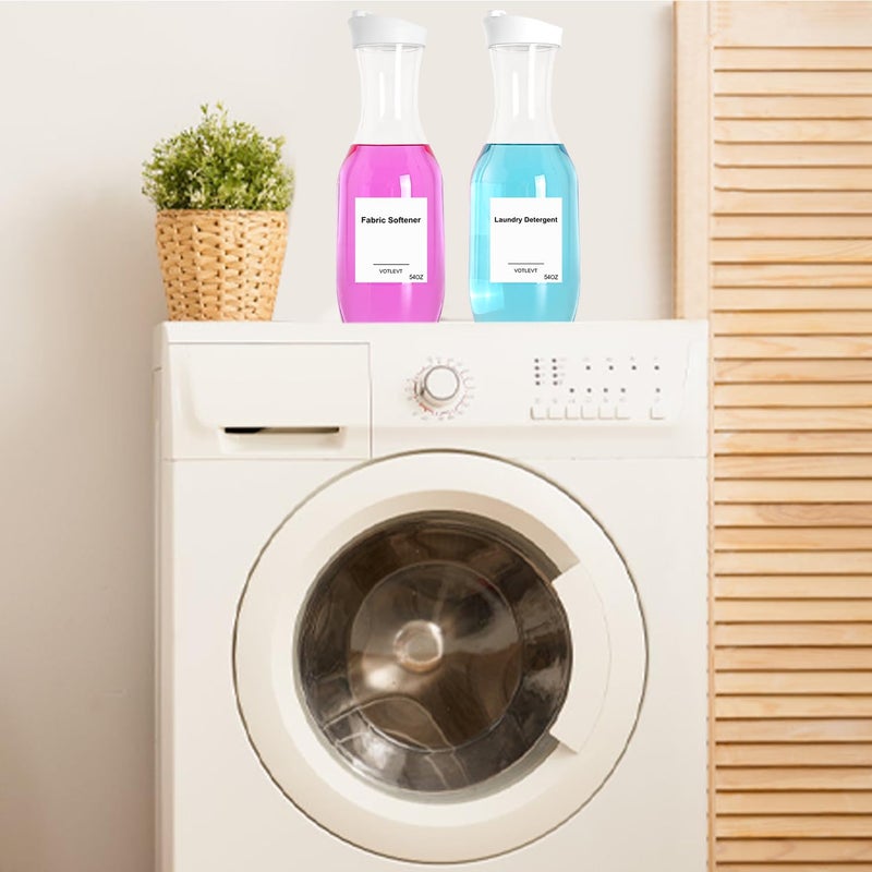 VOTLEVT 54 OZ Laundry Detergent Dispenser, Laundry Soap Dispenser, Liquid Laundry Detergent Container and Organizer, Clear Plastic Fabric Softener and Laundry Powder Dispenser for Laundry Room, 2Pack - Image 5