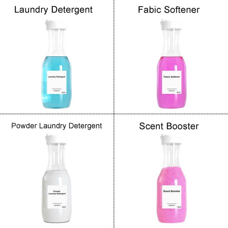 VOTLEVT 54 OZ Laundry Detergent Dispenser, Laundry Soap Dispenser, Liquid Laundry Detergent Container and Organizer, Clear Plastic Fabric Softener and Laundry Powder Dispenser for Laundry Room, 2Pack - Image 3