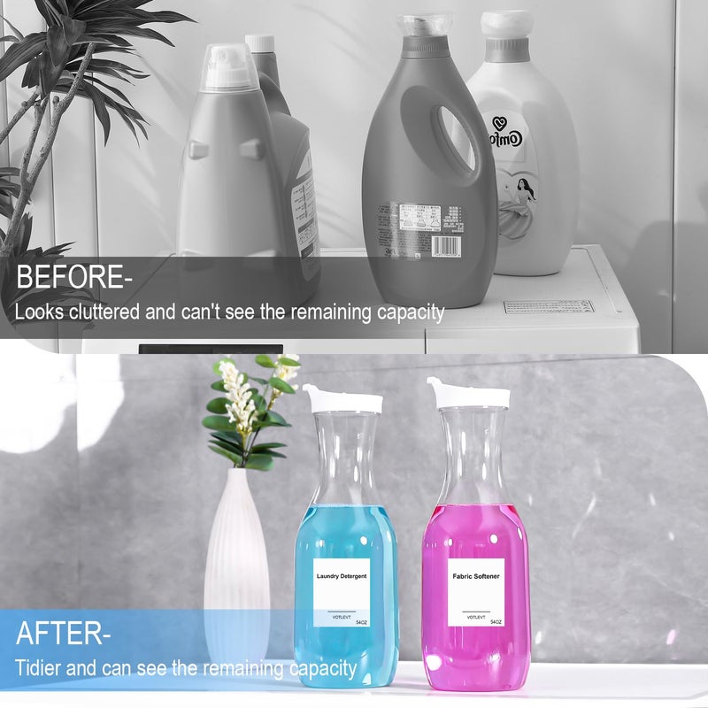 VOTLEVT 54 OZ Laundry Detergent Dispenser, Laundry Soap Dispenser, Liquid Laundry Detergent Container and Organizer, Clear Plastic Fabric Softener and Laundry Powder Dispenser for Laundry Room, 2Pack - Image 4