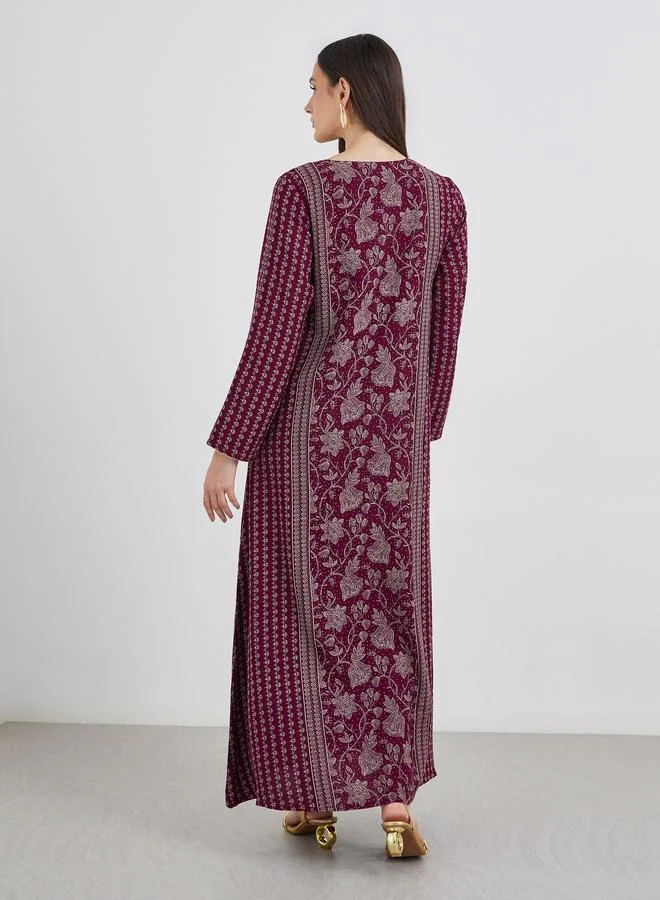 Maxim Creation Maxim Creation Golden Jari Thread V Neck Jalabiya