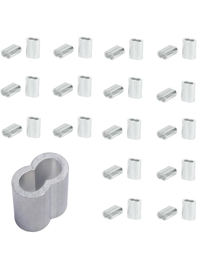 promass 200 Pcs Aluminum Crimping Loop Sleeve, Wire Rope Clips, Aluminum Sleeves Clip Fittings with Double Ferrules, Aluminium Ferrules for Wire Rope, Cable Crimps - Image 1