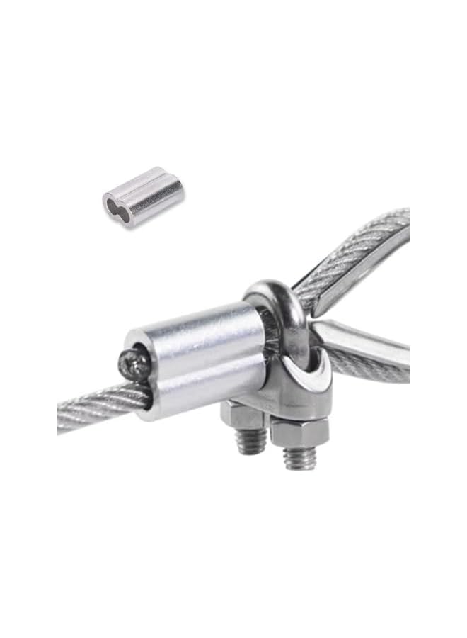 promass 200 Pcs Aluminum Crimping Loop Sleeve, Wire Rope Clips, Aluminum Sleeves Clip Fittings with Double Ferrules, Aluminium Ferrules for Wire Rope, Cable Crimps - Image 4