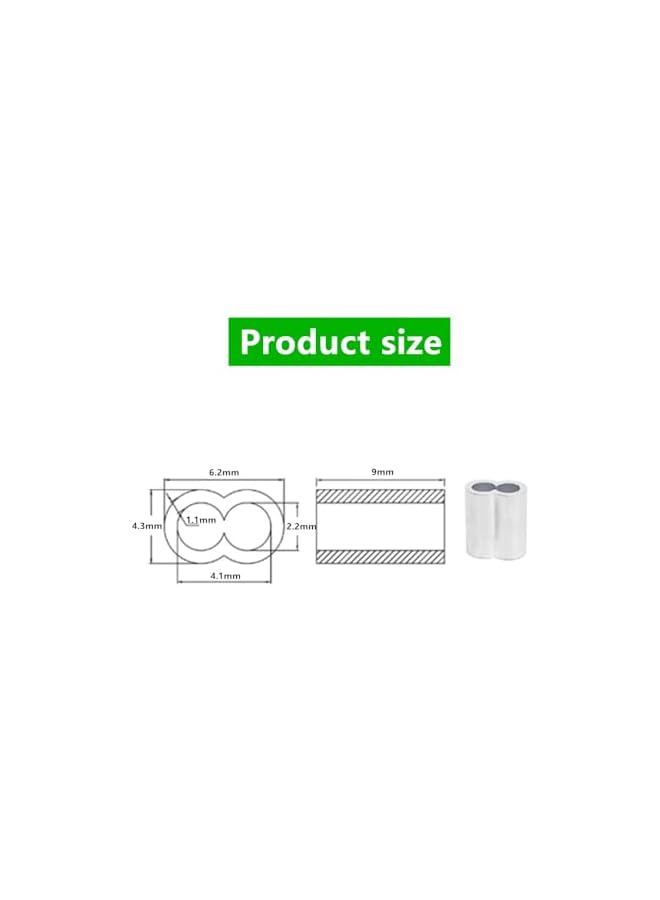 promass 200 Pcs Aluminum Crimping Loop Sleeve, Wire Rope Clips, Aluminum Sleeves Clip Fittings with Double Ferrules, Aluminium Ferrules for Wire Rope, Cable Crimps - Image 2