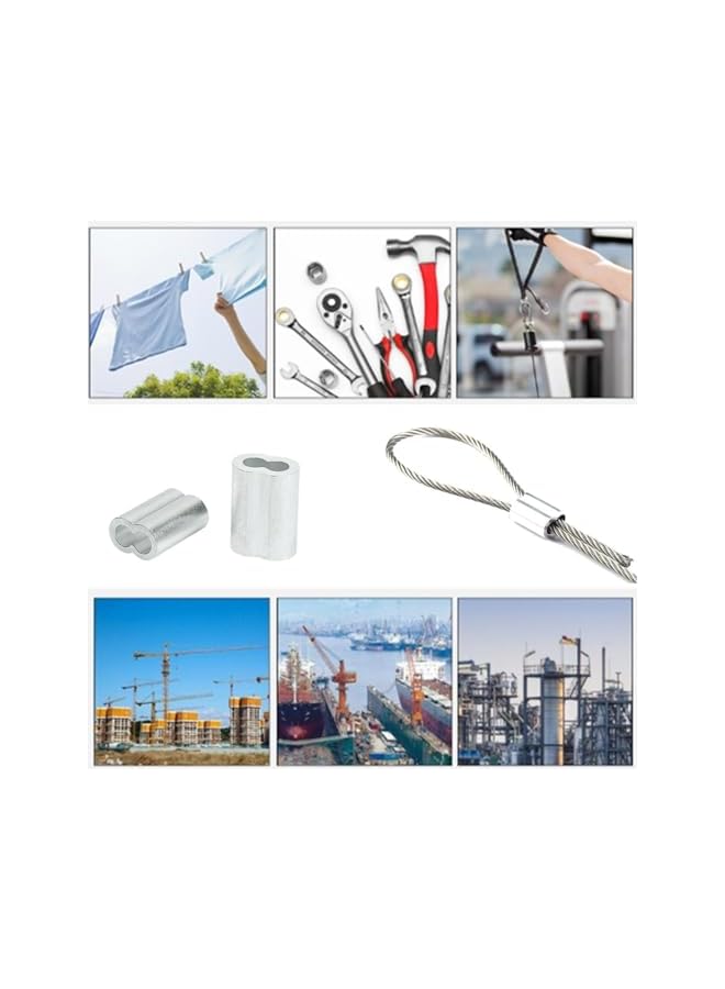 promass 200 Pcs Aluminum Crimping Loop Sleeve, Wire Rope Clips, Aluminum Sleeves Clip Fittings with Double Ferrules, Aluminium Ferrules for Wire Rope, Cable Crimps - Image 5