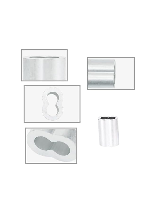 promass 200 Pcs Aluminum Crimping Loop Sleeve, Wire Rope Clips, Aluminum Sleeves Clip Fittings with Double Ferrules, Aluminium Ferrules for Wire Rope, Cable Crimps - Image 3