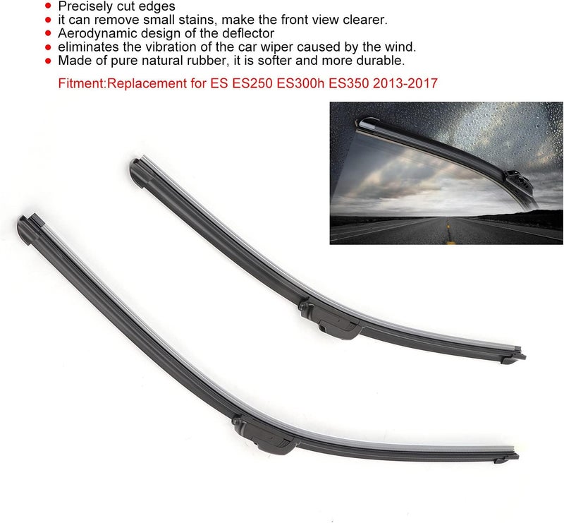 klarako Windshield Wiper, Allklarako Seasons Front Windshield Wiper Blades Bracketless Replacement for ES ES250 ES300h ES350 2013klarako 2017 - Image 4